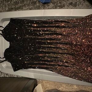 Black and Gold Sequin Dress
